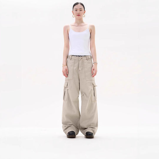 Damen Lässige Weitgeschnittene Cargo-Hose mit praktischen Taschen Shop Nory