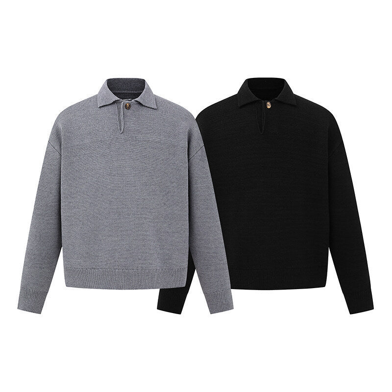 Herren Boxy-Strickpullover mit Polokragen und halber Knopfleiste Shop Nory