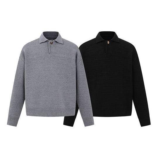 Herren Boxy-Strickpullover mit Polokragen und halber Knopfleiste Shop Nory