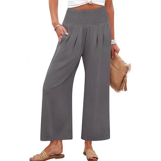 Damen Weite Culotte-Hose mit elastischem Bund und Falten