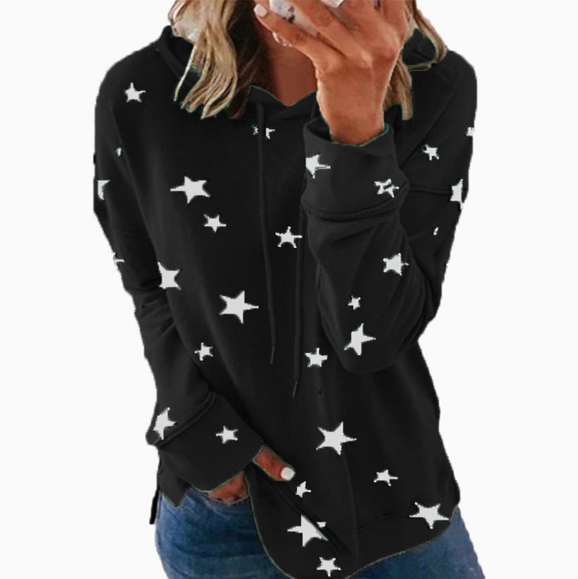 Damen Oversize-Kapuzenpullover aus weichem Baumwollmix mit Sternenprint Shop Nory