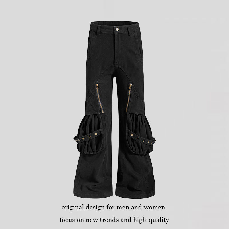 Damen Cargo-Culotte mit gerafften Beuteltaschen, Ösenriemen und seitlichen Reißverschlüssen Shop Nory