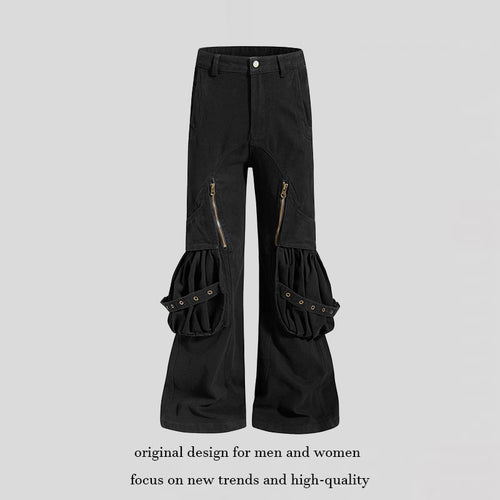 Damen Cargo-Culotte mit gerafften Beuteltaschen, Ösenriemen und seitlichen Reißverschlüssen Shop Nory