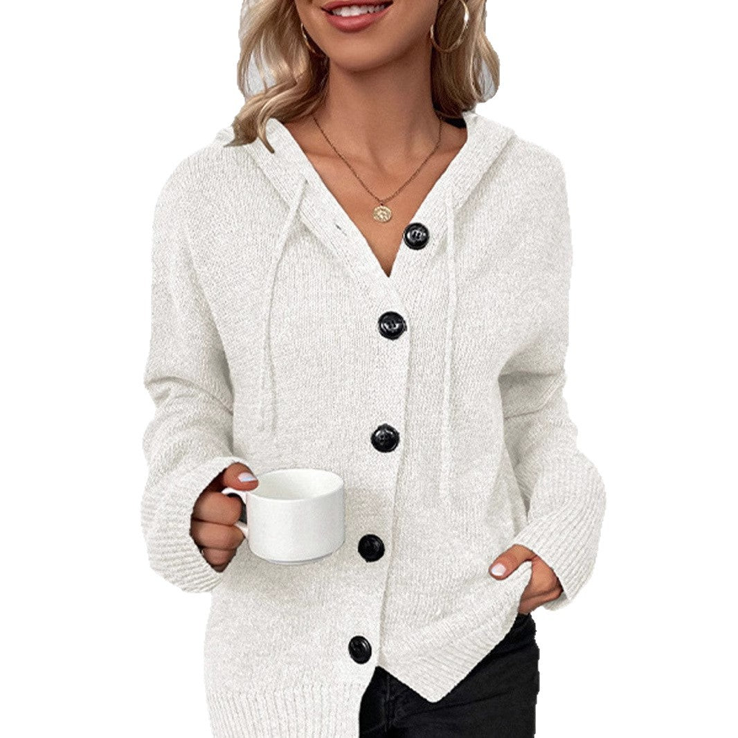 Damen Modischer Strickpullover mit Kapuze