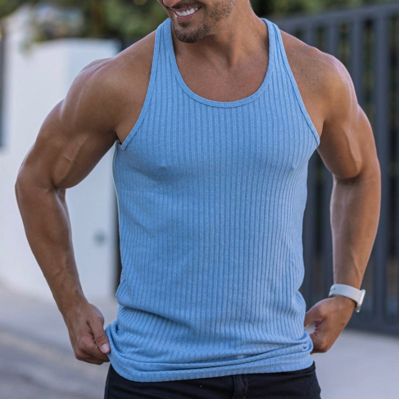 Herren nan geripptes Muskelshirt mit U-Ausschnitt und stretchigem Baumwollmix