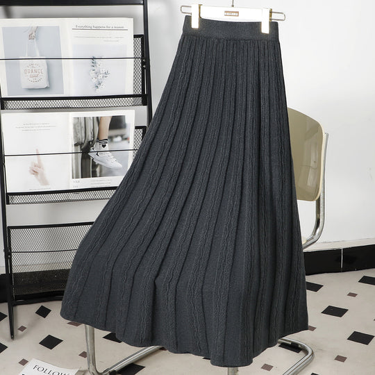 Damen Plissierter Maxirock mit grafischem Zopfmuster Shop Nory