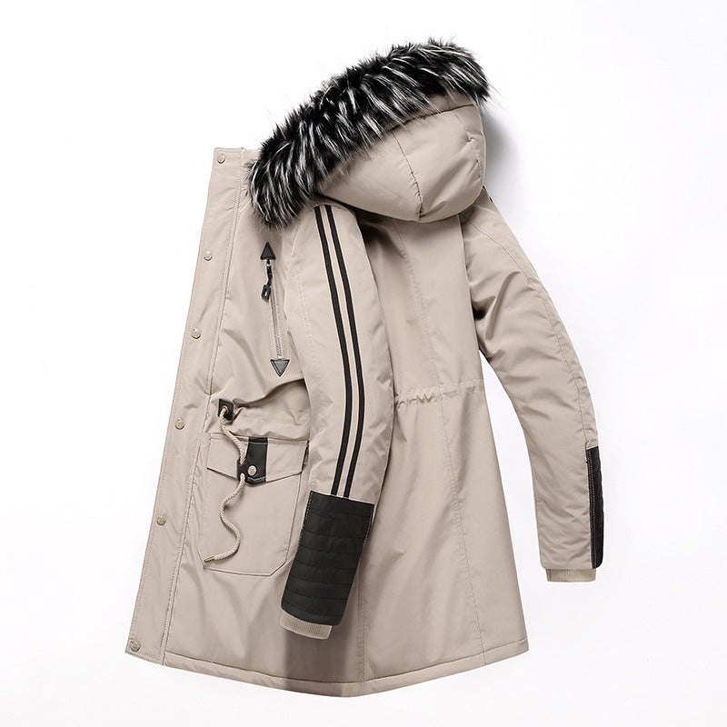 Herren langer Winterparka mit Kunstfellkapuze, wattierter Thermoisolierung und multifunktionalen Taschen Shop Nory