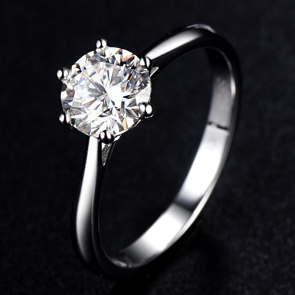 Damen eleganter Solitär-Verlobungsring mit funkelndem Hauptstein aus hochwertigem Zirkon Shop Nory