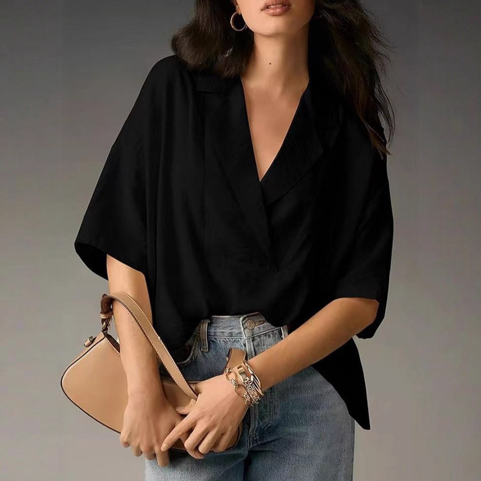 Damen elegante und luftige Bluse im Kimono-Stil