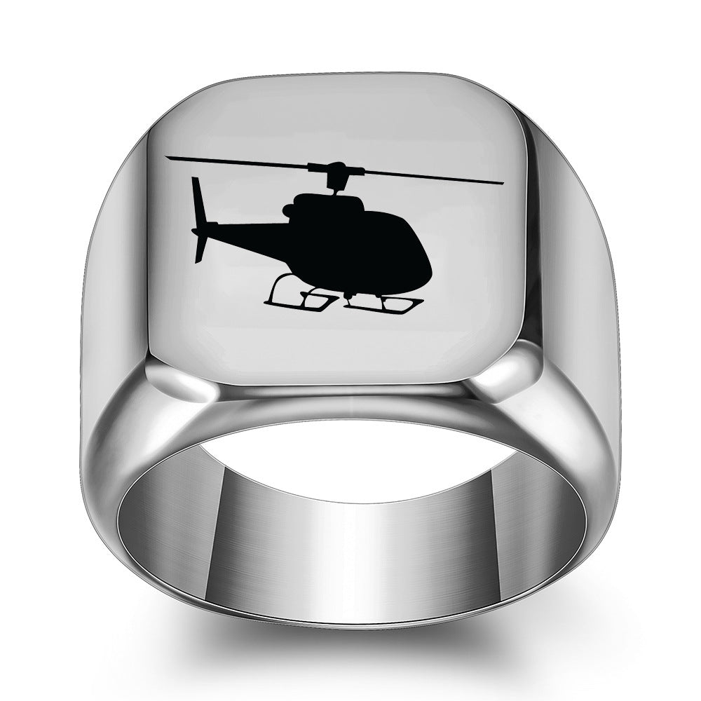 Herren Siegelring mit detailverliebtem Hubschrauber-Motiv Shop Nory