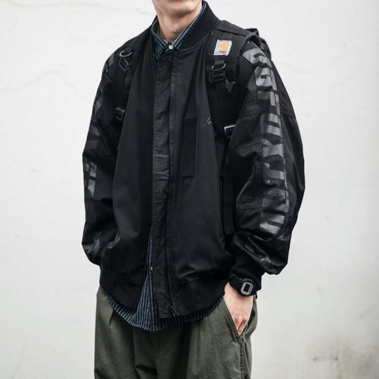 Unisex Leichte Oversize-Bomberjacke aus Nylon mit reflektierenden Ärmeln und Rippbündchen Shop Nory