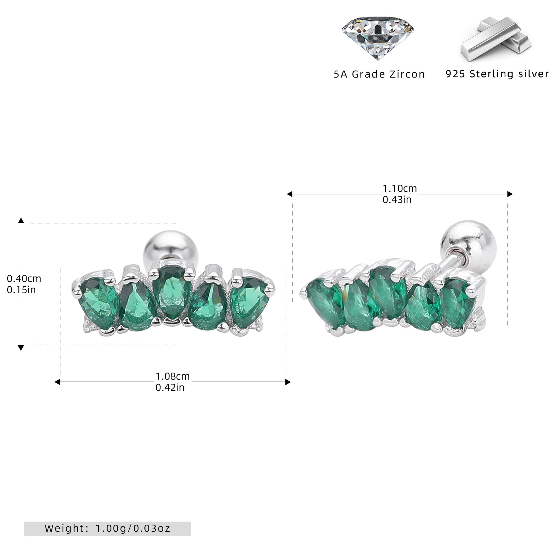 Damen Ohrstecker mit luxuriösem Zirkonbesatz aus hochwertigem 925 Sterling Silber Shop Nory