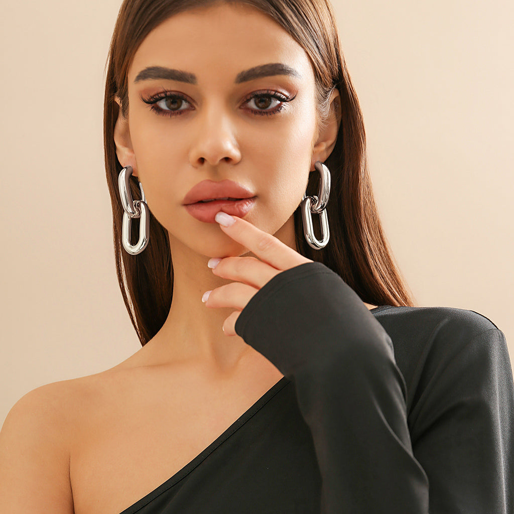 Damen Modische Statement-Ohrringe aus Metall mit Ketten-Design Shop Nory