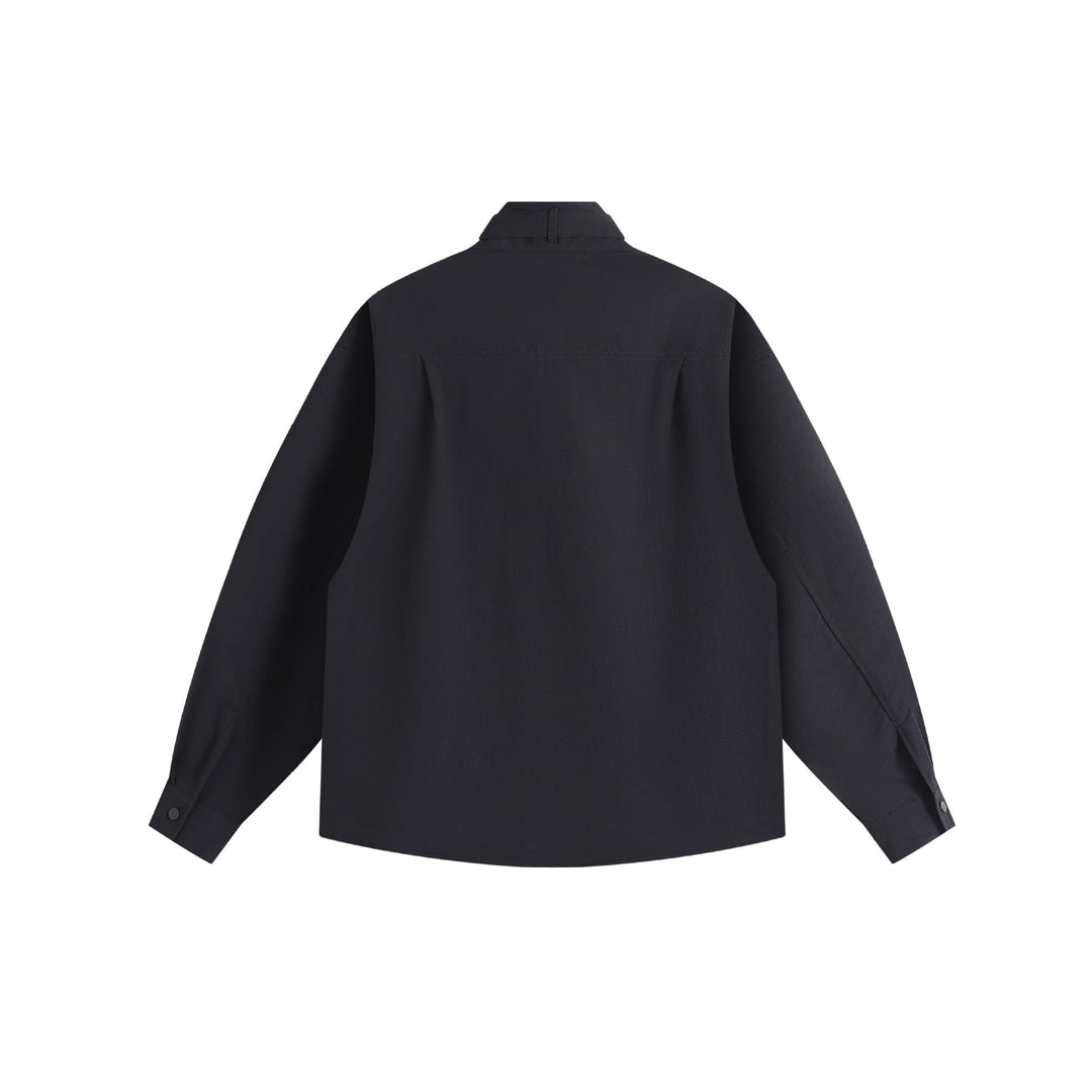 Unisex Oversize-Hemdjacke mit Stehkragen und Druckknopf-Front Shop Nory