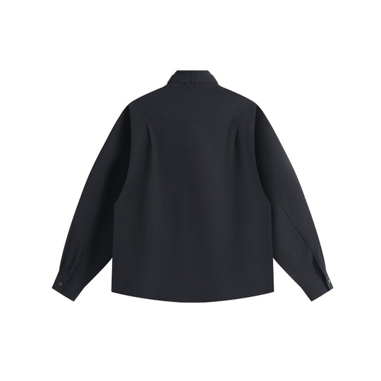 Unisex Oversize-Hemdjacke mit Stehkragen und Druckknopf-Front Shop Nory