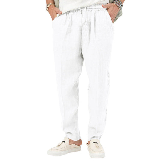 Herren Leichte Leinenhose mit elastischem Bund und praktischen Eingrifftaschen
