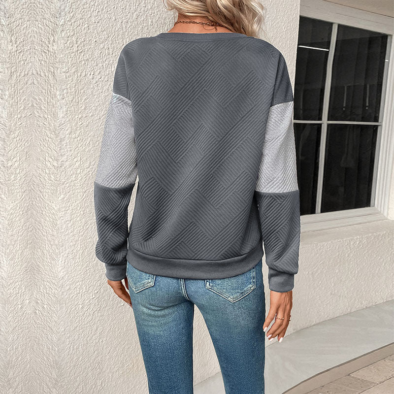 Damen Colorblock-Strickpullover mit strukturiertem Karomuster Shop Nory