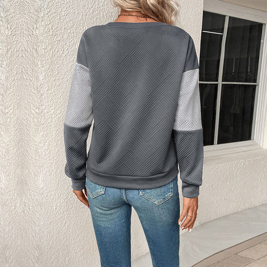 Damen Colorblock-Strickpullover mit strukturiertem Karomuster Shop Nory
