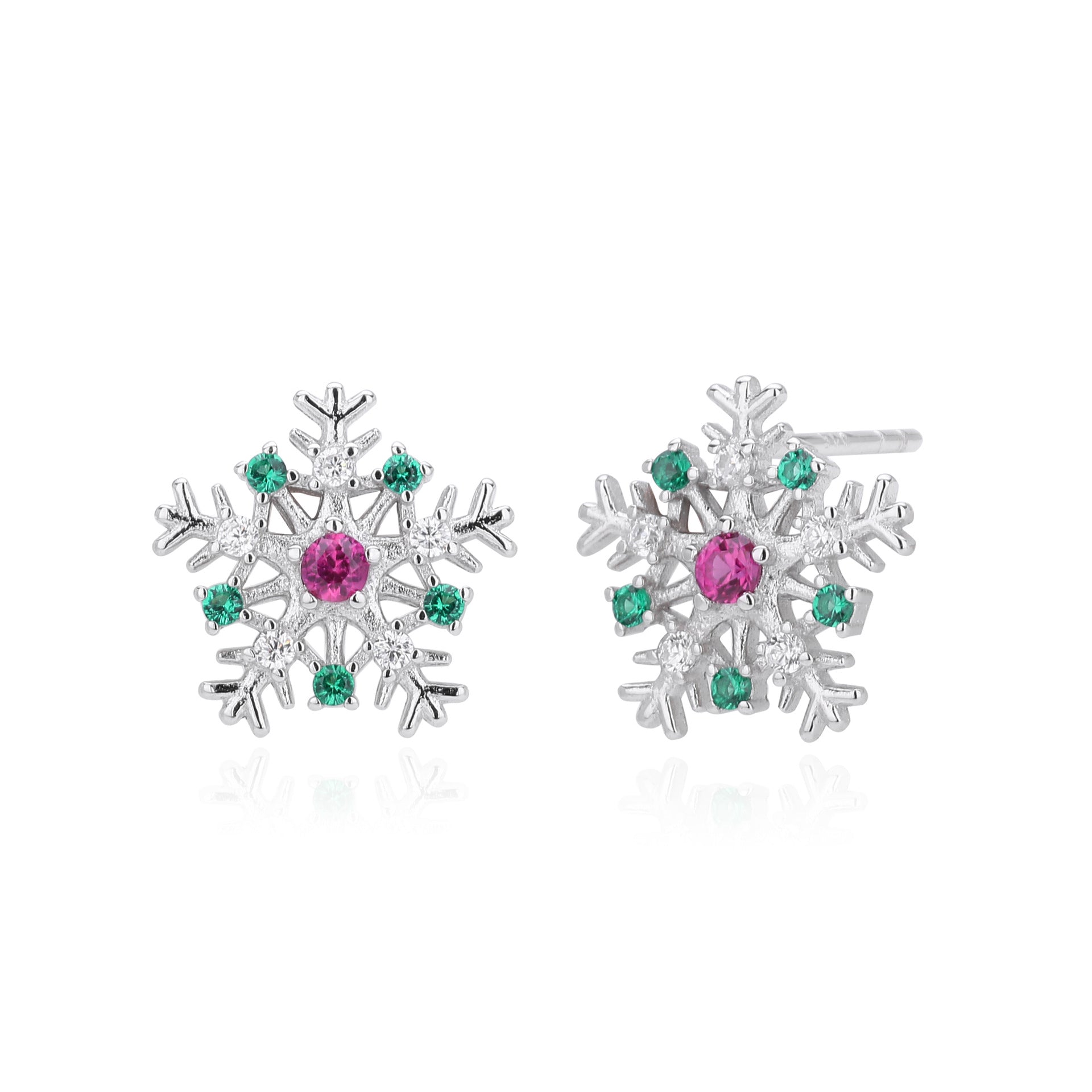 Damen Ohrstecker im funkelnden Schneeflockendesign aus hochwertigem 925er Sterlingsilber Shop Nory