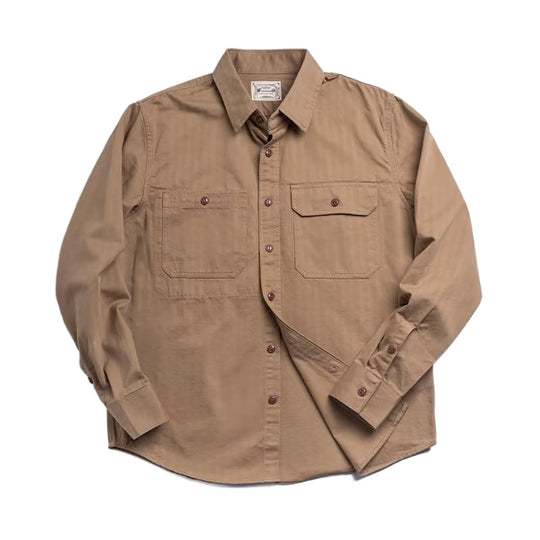 Herren Baumwoll‑Twill‑Worker‑Hemd mit Pattentaschen und kastiger Passform Shop Nory