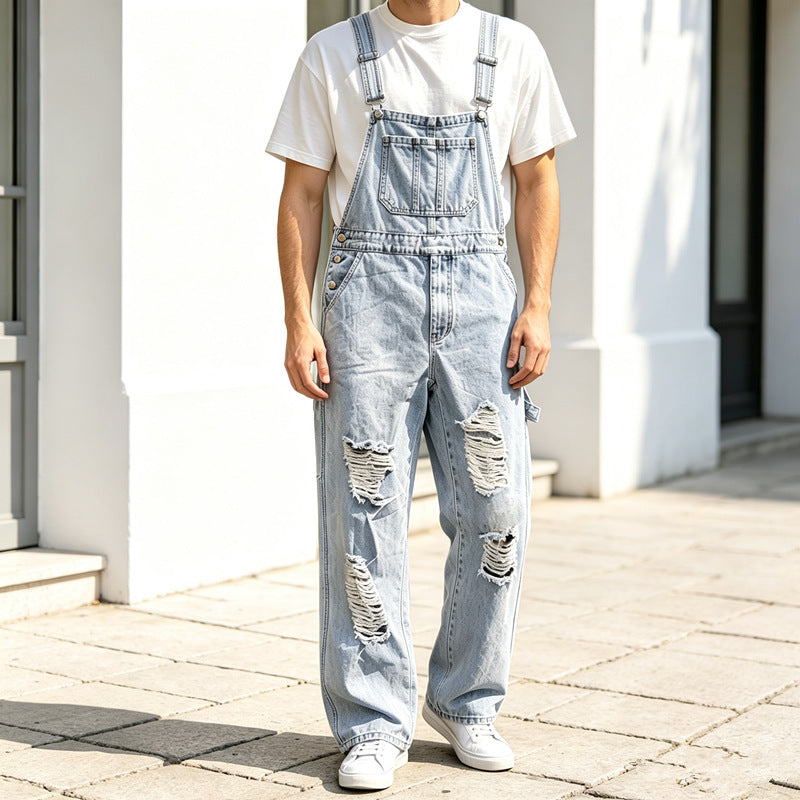 Herren Lässige Ripped Latzhose Shop Nory