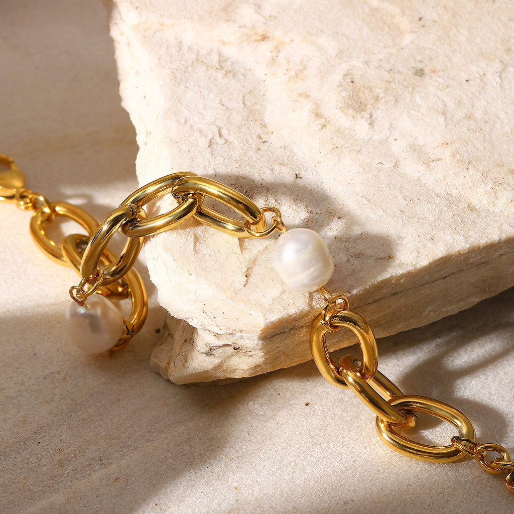 Damen Luxus Armband mit eleganten Perlenelementen und robusten Gliederketten Shop Nory