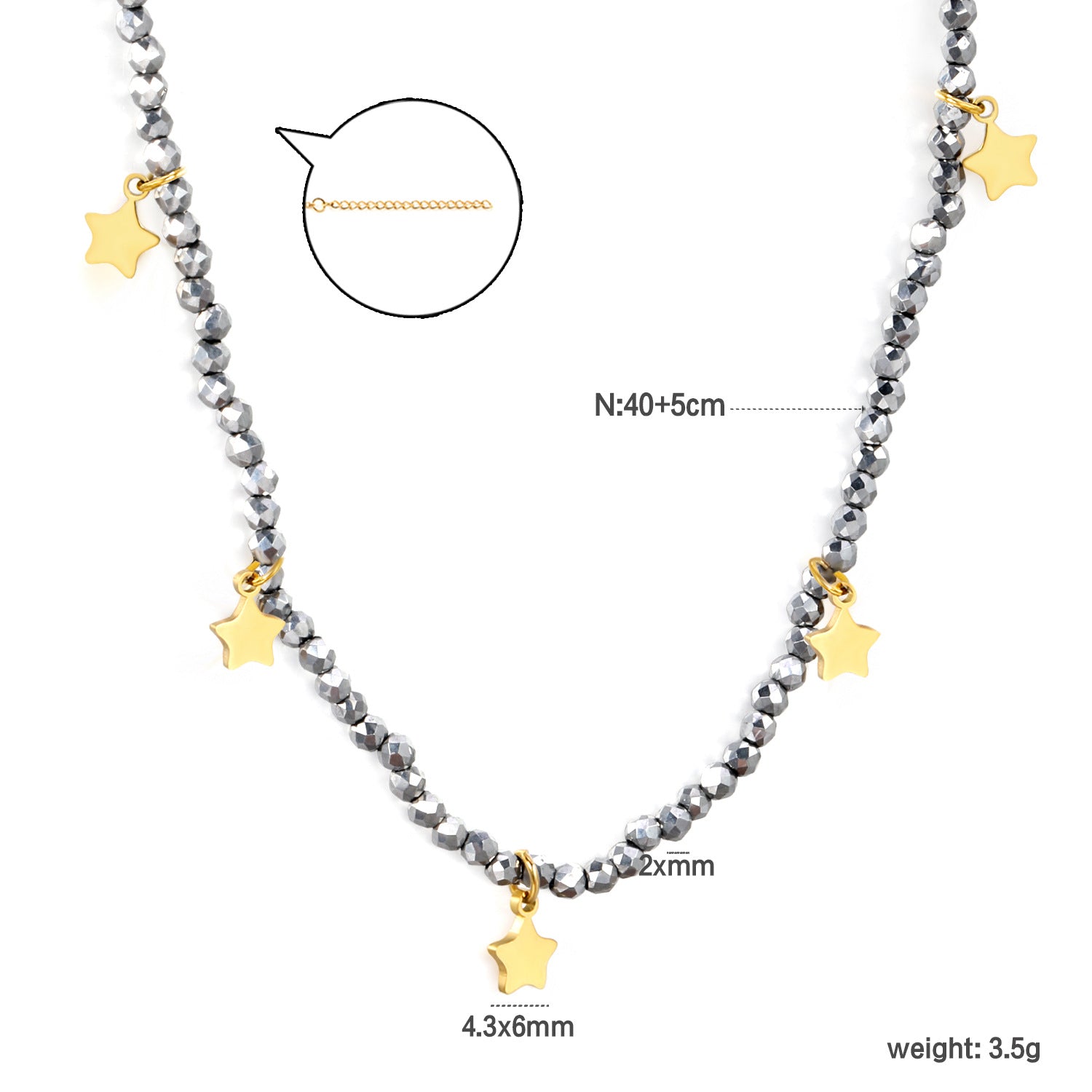 Damen Halskette mit funkelnden Sternenanhängern aus hochwertigen Perlen Shop Nory