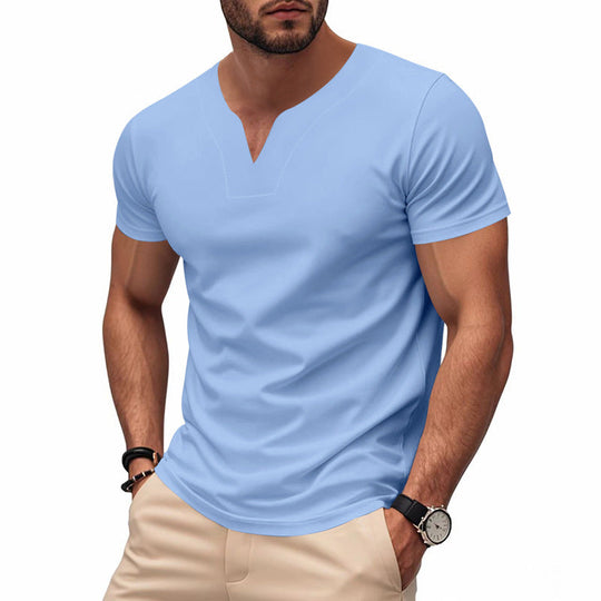 Herren kurzärmliges T-Shirt mit V-Ausschnitt und atmungsaktivem Stoff