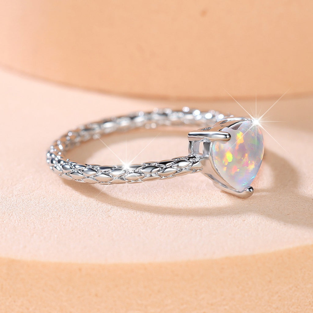 Damen Ring mit herzförmigem Opal-Steindetails Shop Nory