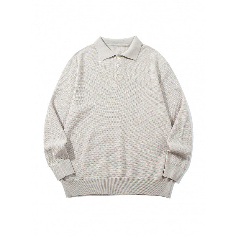 Unisex Boxy-Feinstrick-Poloshirt mit Henley-Knopfleiste, Rippbündchen und Raglanärmeln Shop Nory