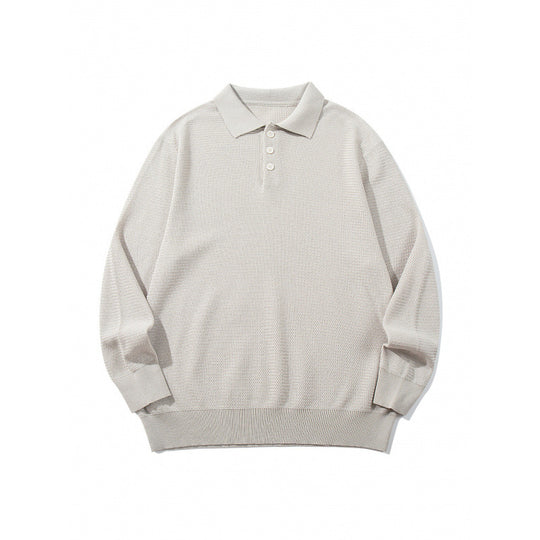 Unisex Boxy-Feinstrick-Poloshirt mit Henley-Knopfleiste, Rippbündchen und Raglanärmeln Shop Nory