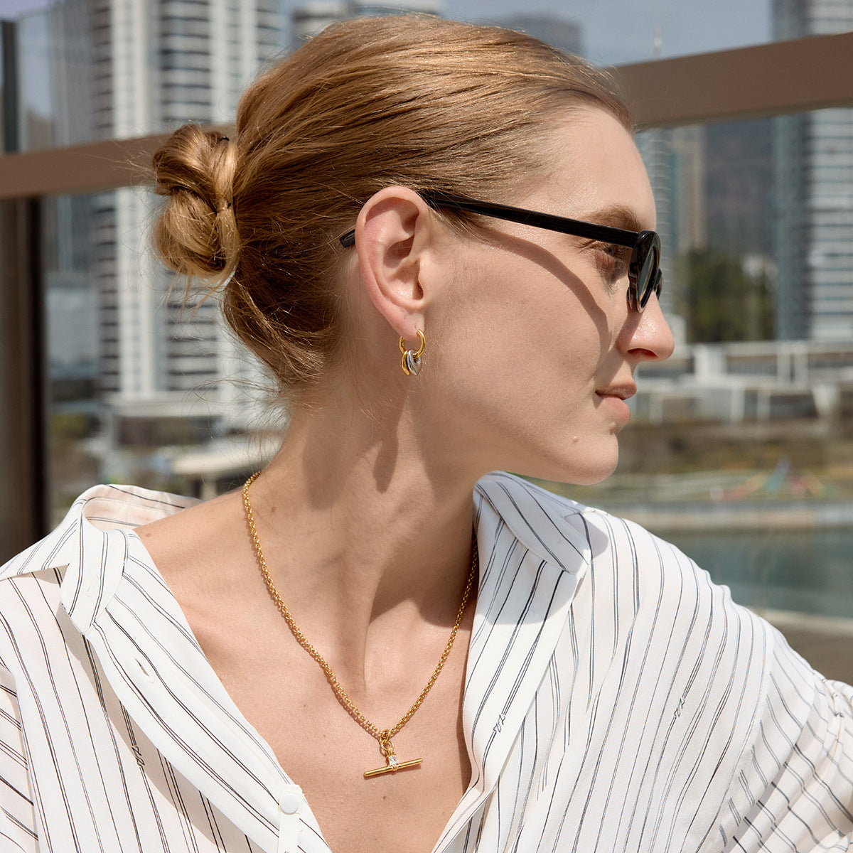 Damen Edelstahl-Halskette mit funkelndem Anhänger und verstellbarem Design Shop Nory