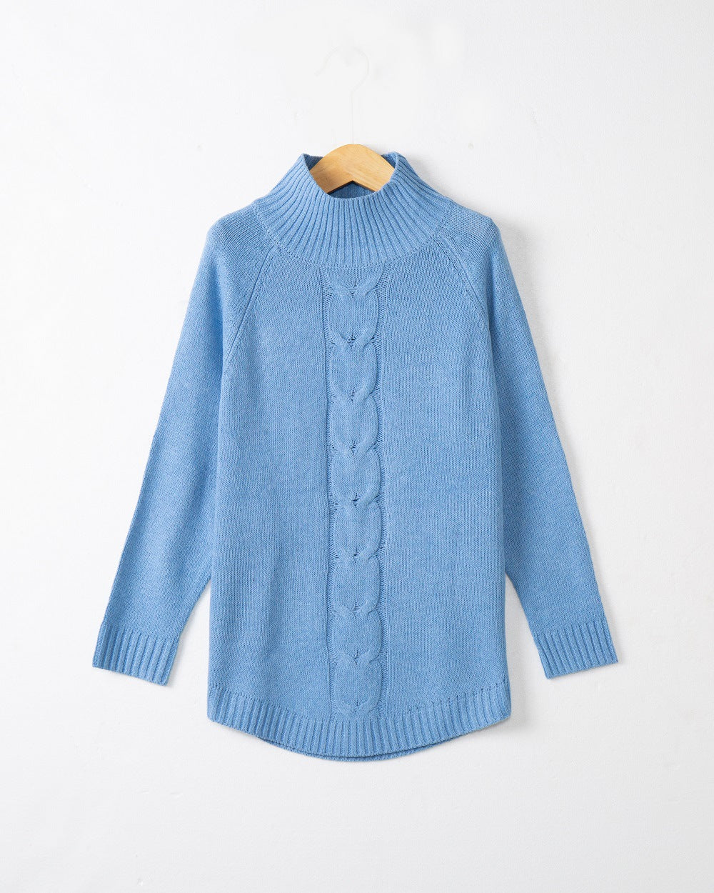 Damen Rollkragenpullover mit Zopfmuster und Raglanärmeln Shop Nory