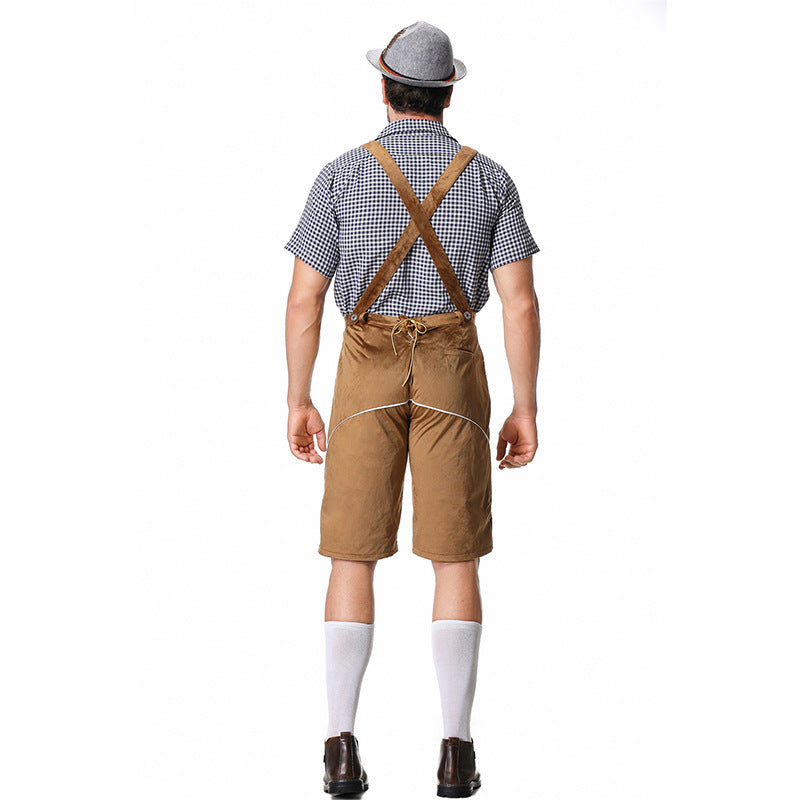 Herren nan bayerisches Trachten-Set Kniebundhose mit besticktem Vorderspiegel und verstellbaren Hosenträgern Shop Nory