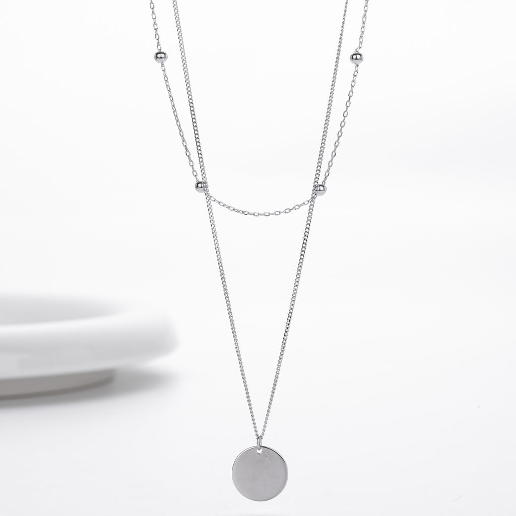Damen Halskette mit doppellagigem Design aus hochwertigem 925 Sterling Silber und minimalistischen Anhängern Shop Nory