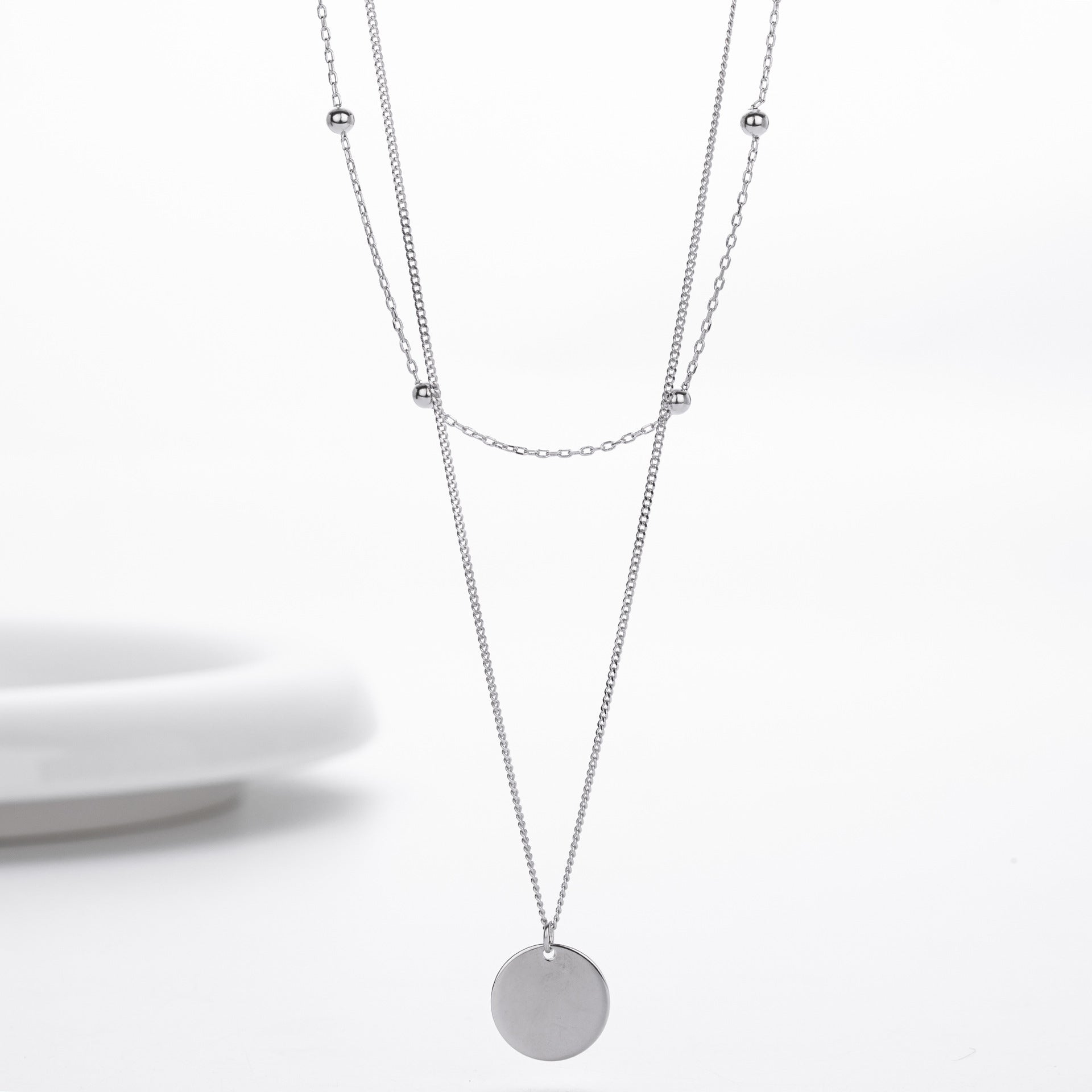 Damen Halskette mit doppellagigem Design aus hochwertigem 925 Sterling Silber und minimalistischen Anhängern Shop Nory