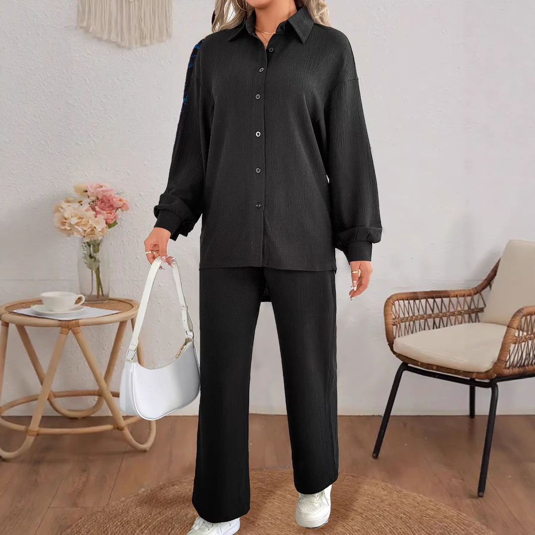 Damen Geripptes Oversize-Hemd mit Hemdkragen und Ballonärmeln Shop Nory