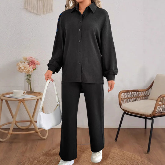 Damen Geripptes Oversize-Hemd mit Hemdkragen und Ballonärmeln Shop Nory