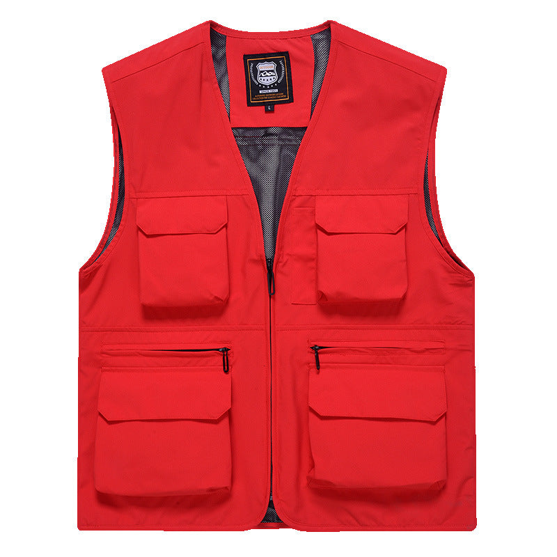 Herren Multitaschen-Utility-Weste mit durchgehendem Reißverschluss, atmungsaktivem Mesh-Futter und großvolumigen Klapp- und Reißverschlusstaschen Shop Nory