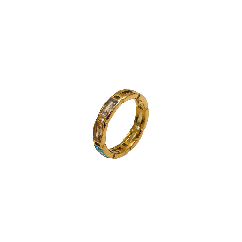 Damen modischer Zirkonia Schmuckring mit offener Fassung Shop Nory