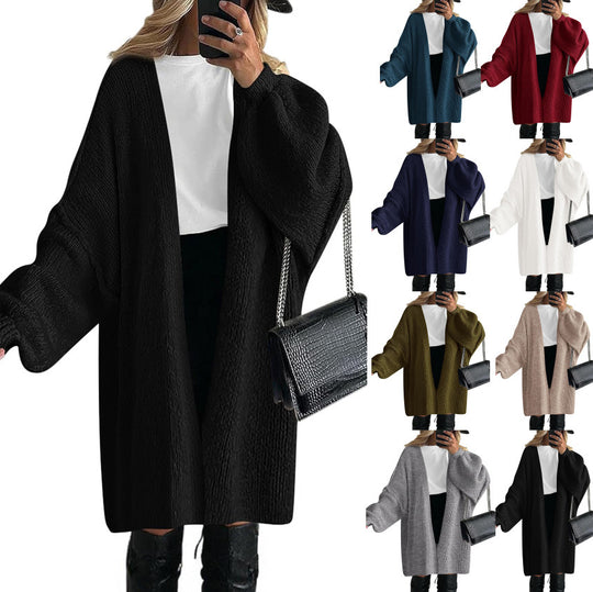 Damen Oversize Strickcardigan mit weiten Ballonärmeln und offener Front Shop Nory
