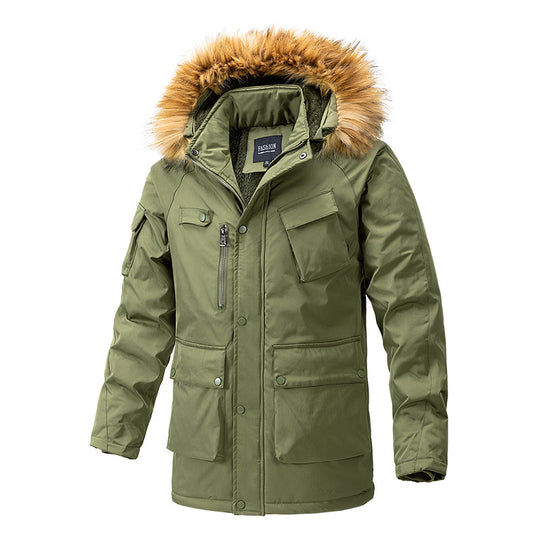 Herren Wärmegefütterte Parka-Jacke mit Kapuze und Teddyfutter Shop Nory