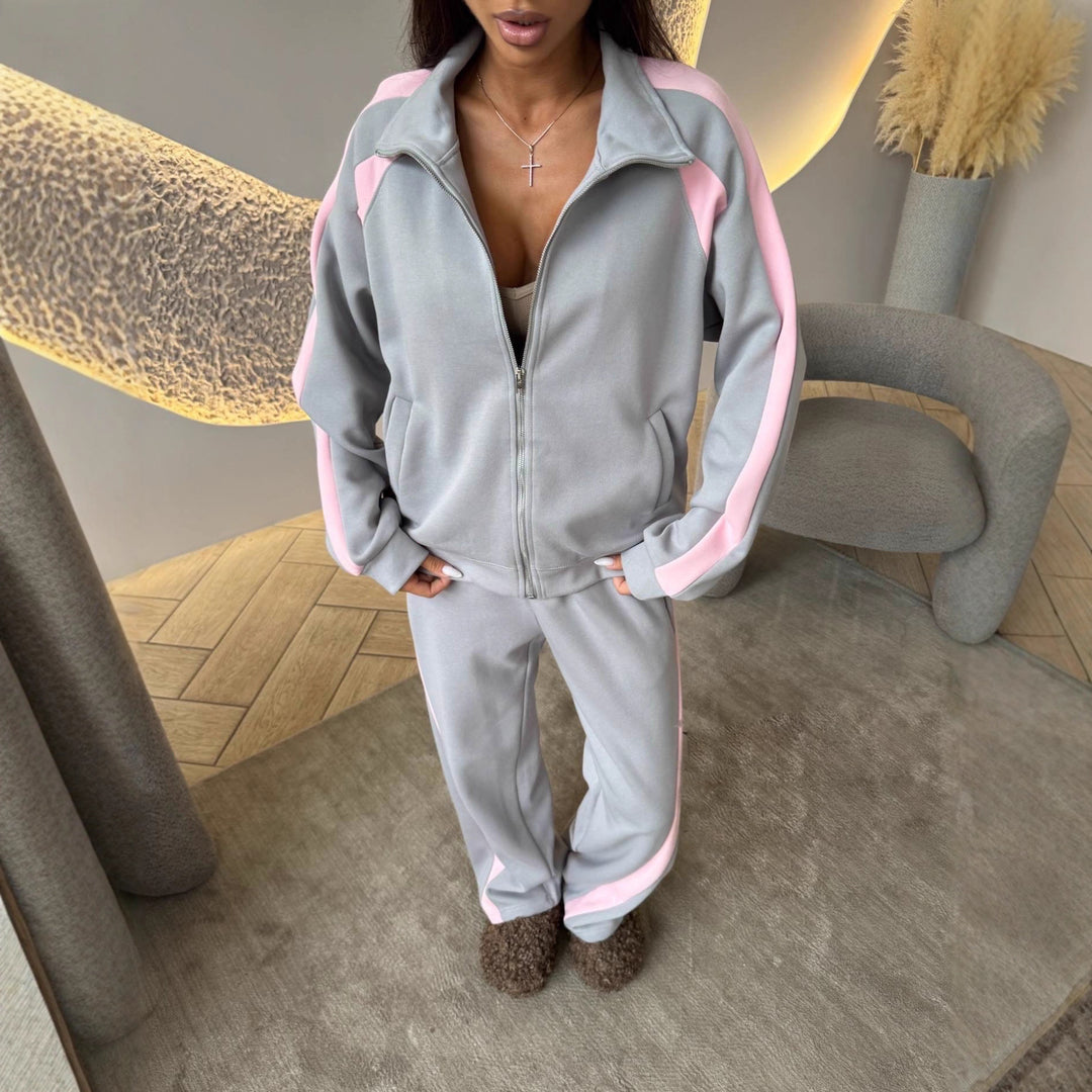 Damen Zweiteiliges Trainingsanzug-Set mit Reißverschlussjacke und weitem Jogginghose Shop Nory