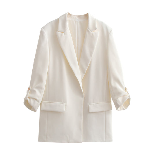 Damen Oversize Longline Blazer mit Dreiviertel-Ärmeln und Reverskragen Shop Nory