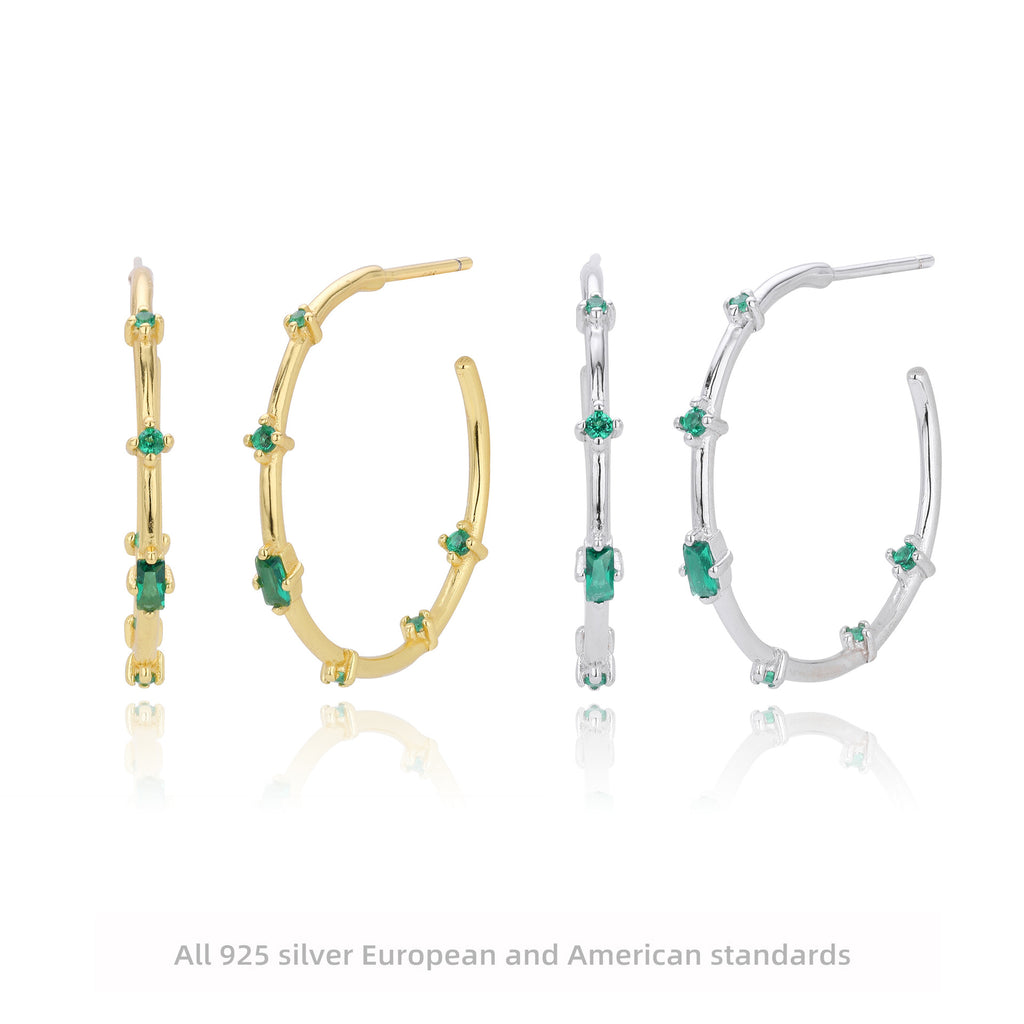 Damen Creolen mit funkelnden Zirkon-Akzenten und luxuriösem 925 Sterlingsilber Shop Nory