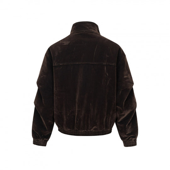 Herren Samtvelours-Bomberjacke mit Stehkragen, verdeckter Druckknopfleiste und elastischem Saum Shop Nory