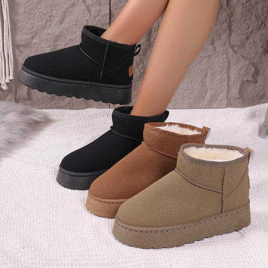 Damen Gefütterte Kurzstiefel mit Plateau‑Sohle und Velours‑Optik Shop Nory