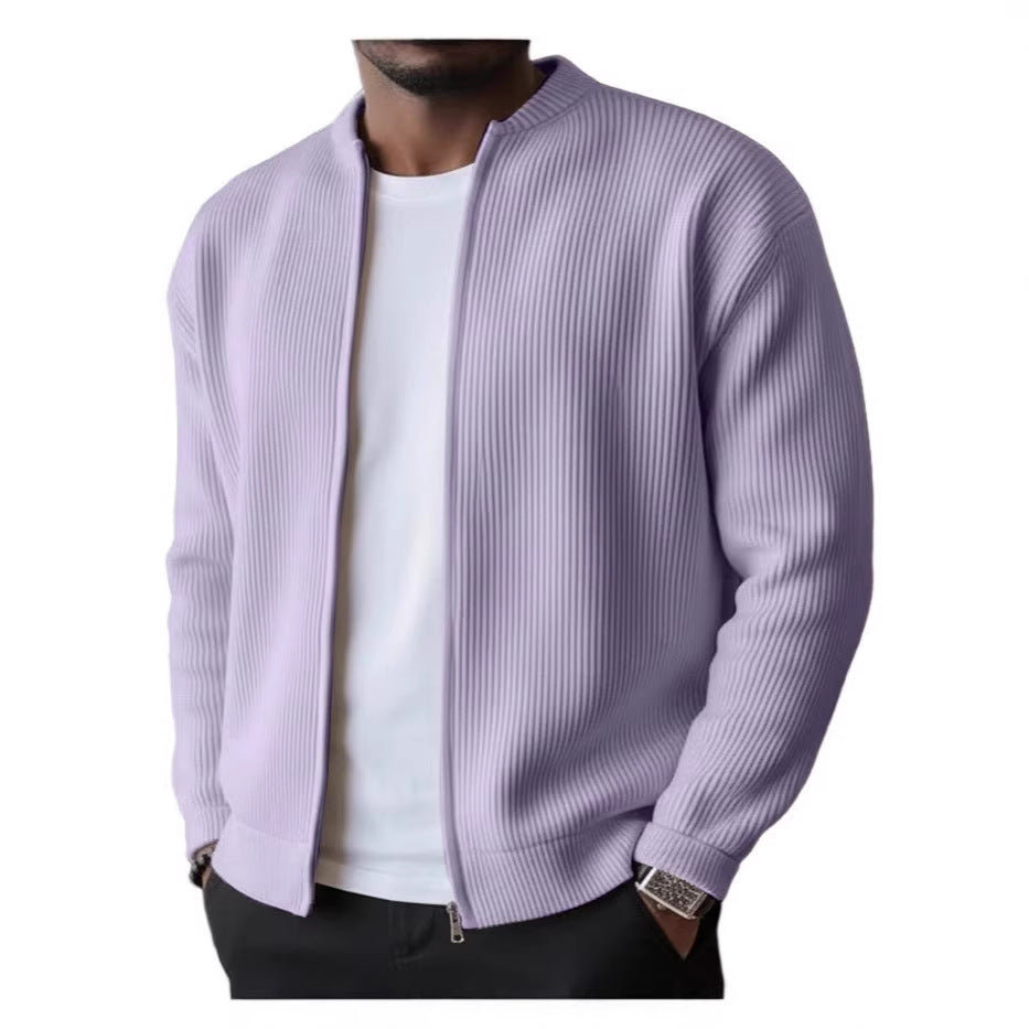 Herren Rippstrick Bomber Cardigan mit vollem Reißverschluss EB