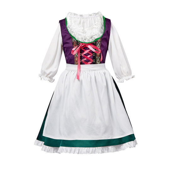 Damen nan dreiteiliges Trachtenkleid Dirndl Kostümset mit Schnürung, tailliertem Rock und abnehmbarer Carmenbluse Shop Nory