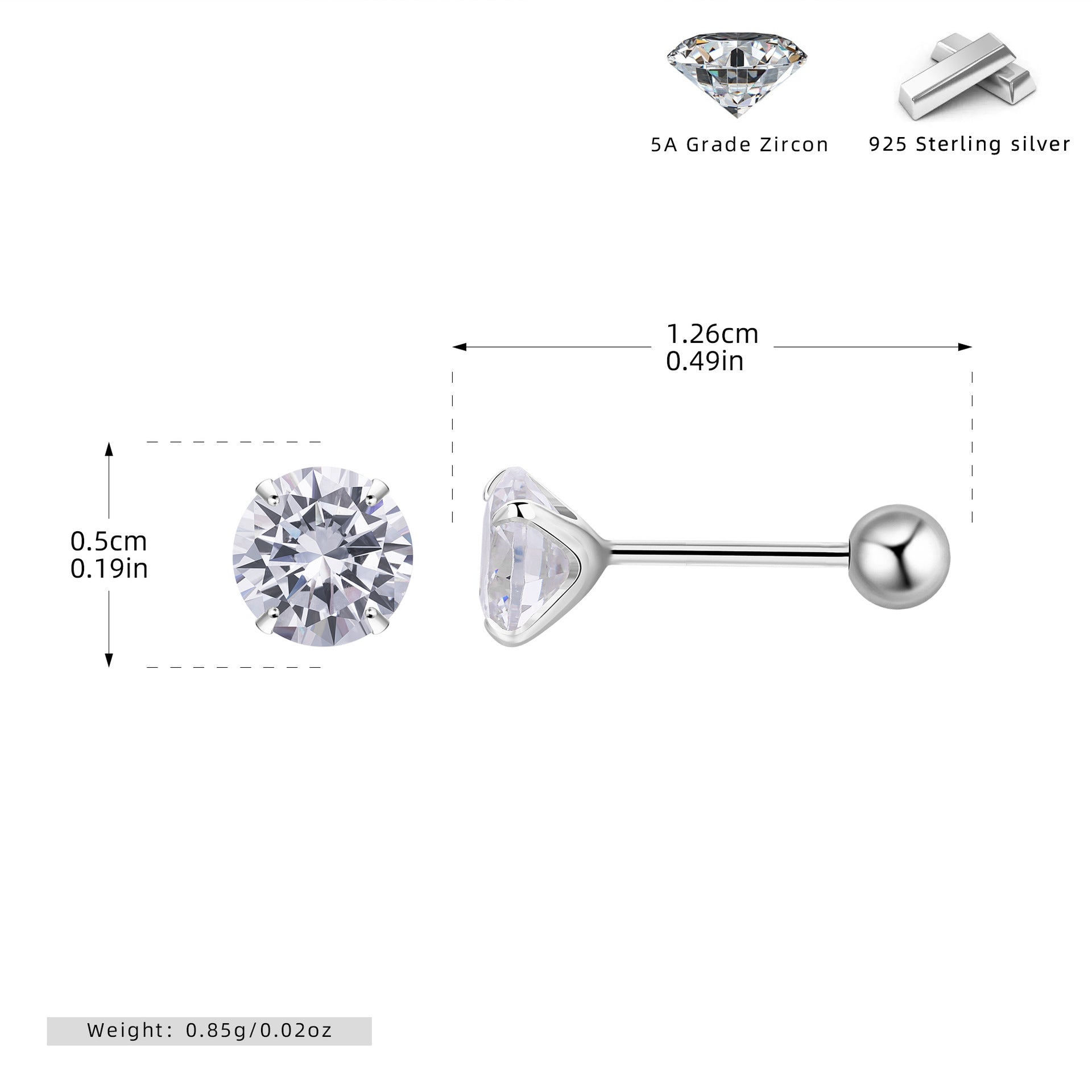 Damen Ohrstecker mit funkelndem Zirkon und hochwertigem 925 Sterling Silber Shop Nory